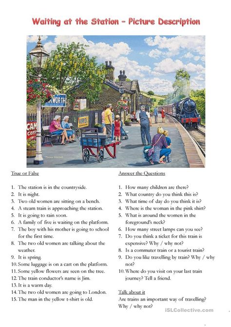 Picture Dictation Worksheets, Picture Description Images, Speaking Worksheet, Describe The Picture, Learning Websites For Kids, Picture Comprehension, English Units, Reading Comprehension Kindergarten, English Short Stories