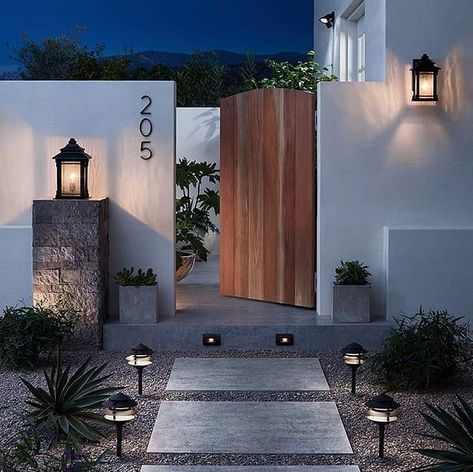 Spring is finally here and I feel it's time to start beautifying our #home. Anyone feeling #inspired yet? These LED and shielded… Patio Fence, Brick Exterior House, Casa Exterior, Patio Landscaping, Decoration Inspiration, Outdoor Wall Lamps, Landscape Lighting, Decoration Design, 인테리어 디자인