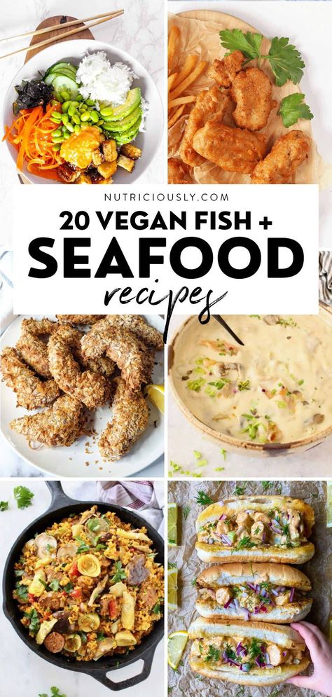 Vegan Crab Recipes, Plant Based Seafood, Pescatarian Vegan Recipes, Vegan Fish Alternative, Vegan Seafood Salad, Vegetarian Seafood Recipes, Plant Based Fish Recipes, Vegan Crab Meat, Fun Vegetarian Dinner Ideas