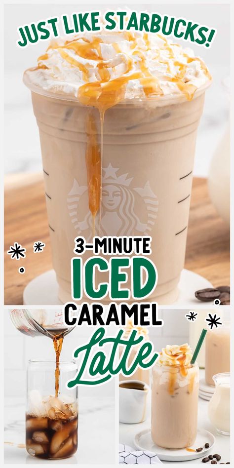 Copycat Coffee Recipes, Scooters Caramelicious Recipe, Easy Nespresso Recipes, Iced Nespresso Recipes, Simple Iced Coffee Recipe, Starbucks Latte Recipe, Iced Caramel Mocha Recipe, Ice Latte Recipe, Homemade Iced Coffee Recipe Easy