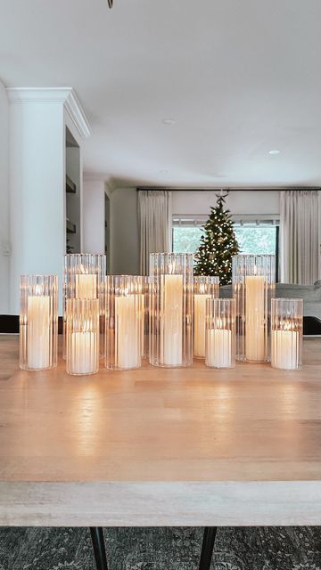 Fluted Candle Holder, Dining Centerpiece Ideas, Dining Table Candle Centerpiece, Candle Holders Decor Ideas, Candle Tablescapes, Dining Room Table Centerpiece Ideas, Candles Centerpieces, Pillar Candle Centerpieces, Dining Centerpiece