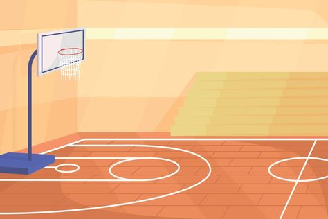 Basketball Ground, Flat Color Illustration, Templates Background, Illustration School, Basketball Court Backyard, Angry Quote, Basketball Background, Background Anime, Basketball Theme