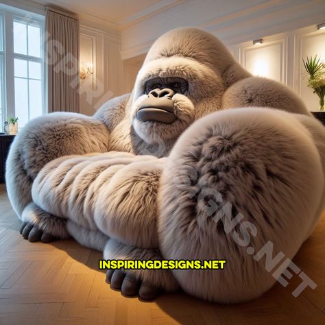 These Gorilla Sofas Bring the Jungle Right into Your Living Room Dream Beds, Big Couch, Animal Chair, Weird Furniture, Amazing Bedroom Designs, Large Hallway, Fantasy Furniture, Funny Animals With Captions, Pet Couches