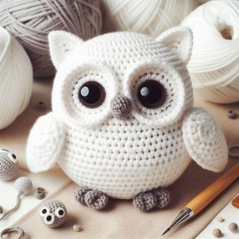 Crochet White Owl Amigurumi Pattern Step By Step Owl Crochet Pattern Free, Crochet Farm Animals, Crochet Owls, Owl Crochet Patterns, Crochet White, Crochet Birds, Pola Amigurumi, Crochet Owl, Amigurumi Animals