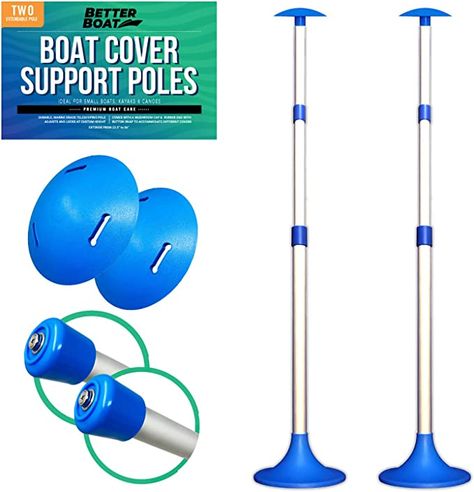 Boat Cover Support Poles 2 PK Support Systems - Two Adjustable Small to Large Posts Boat Cover Pole for Jon Boat Pontoon Boat Cover Aluminum Boat Tarps Bimini Tops Marine Grade Boat Cover Support, Pontoon Boat Covers, Tarp Poles, Pontoon Boat Accessories, Accessories Tips, Boat Cleaning, Deck Boat, Jon Boat, Aluminum Boat