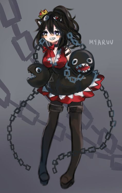 Chain Chompette Icon, Peachette Fanart, Chain Chompette, Mario Oc, Mario Girl, Super Crown, Mario Fan Art, King Boo, Anime Monsters