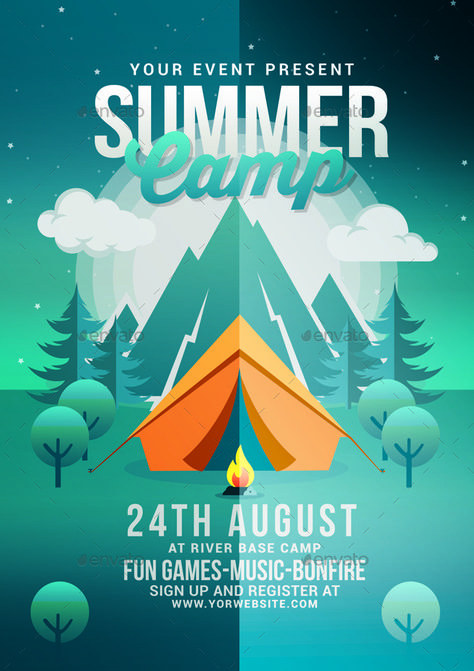 Camp Poster Ideas, Camp Poster, Camp Poster Design, Camp Design, Camping Poster, Youth Camp Poster, Camping Poster Design, Camp Banner, Camp Flyer Design