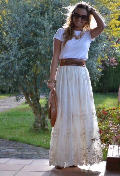 Long Lace Skirt, Rok Outfit, Long Skirt Summer, Fest Outfits, Maxi Skirt Style, Rock Outfit, Maxi Skirt Outfits, High Waisted Maxi Skirt, Mode Boho