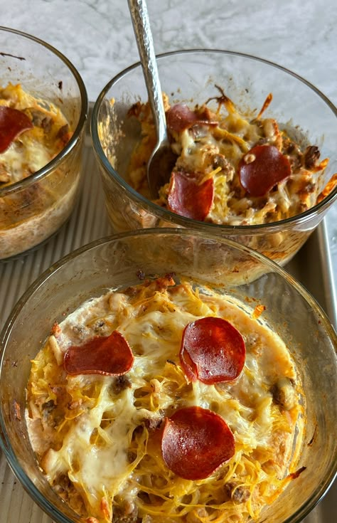 Spaghetti Squash Pizza Casseroles - Stay Fit Mom What To Eat With Spaghetti Squash, Stay Fit Mom Recipes Breakfast, Stay Fit Mom Recipes, Spaghetti Squash Pizza Casserole, Spaghetti Squash Pizza, Conscious Eating, Pepperoni And Cheese, Spaghetti Squash Noodles, Stay Fit Mom