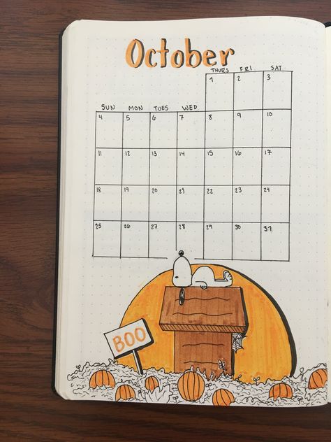 October Bujo Calendar, Bulett Journal Ideas October, October Bulett Journal Ideas, October Journal Ideas Aesthetic, October Bujo Ideas, Snoopy Bullet Journal, October Planner Ideas, October Bullet Journal Calendar, October Journal Page