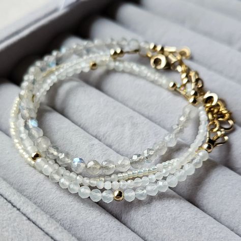 These gemstones speak for themselves with the most beautiful soft hues! 🥰 Moonstone and Labradorite seem to have an almost magical, etheral feel. Moonstone is said to be associated with creativity, inner healing and growth. Labradorite is said to be associated with magic, transformation and protection. Sounds ideal! Love the look of these layered bracelets teamed together? Give a little heart in comments 💛😍 #stackingbracelets #gemstonebracelets #moonstone #boho #bohostyle #demifine ... Magic Transformation, Almost Magical, Inner Healing, Layered Bracelets, Gemstone Bracelets, Moon Stone, Bracelet Stack, Moonstone, Labradorite