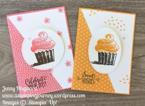 Cupcake Cards Ideas, Stampin Up Cupcake Cards, Cupcake Cards Handmade, Espresso Cupcake, Stampin Up Hello Cupcake, Cupcake Pink, Cupcake Birthday Cards, Cupcake Cards, Hello Cupcake