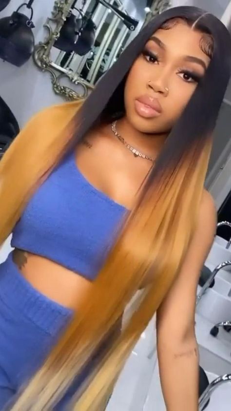 Ombre Sew In, Quick Weave With Color, Black And Blonde Ombre, Frontal Wig Hairstyles, Sew In Hairstyles, Ombre Hair Blonde, Black Ponytail Hairstyles, Quick Weave Hairstyles, Hair Color Brown