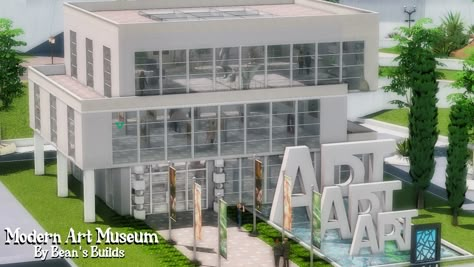 Modern Art Museum Lotes The Sims 4, Modern Art Museum, The Sims 4 Lots, San Myshuno, Sims 4 House Building, The Sims 4 Packs, Sims Building, Sims House Plans, Sims House Design