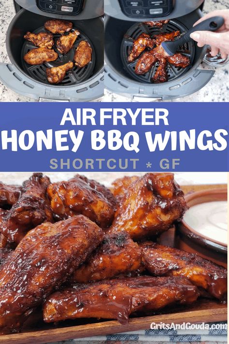 Air Fry Bbq Chicken Wings, Chicken Wing Recipes Air Fryer Honey Bbq, Air Fryer Chicken Wings With Sauce, Recipe For Wings In Air Fryer, Air Fryer Chicken Wings Honey Bbq, Split Chicken Wings Air Fryer, Air Fryer Bbq Wings, Air Fryer Chicken Wings Bbq, Ninja Foodie Chicken Wings