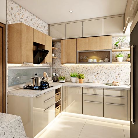 Kitchen Interior For Small Spaces, L Shape Kitchen Design, Kitchen 2025, Small L Shaped Kitchens, Traditional Kitchen Decor, L Shaped Modular Kitchen, Dussehra Images, Kitchen Colour Combination, Kitchen Design Small Space