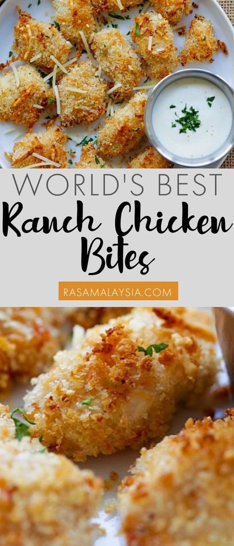 Ranch Parmesan Chicken Tenders, Cheesy Chicken Nuggets Recipe, Chicken Cheese Nuggets Recipe, Ranch Chicken Bites Baked, Crockpot Chicken Nuggets, Ranch Chicken Bites Air Fryer, Chicken Tender Appetizer Recipes, Things To Eat With Ranch, Baked Chicken Recipes Ranch Packet