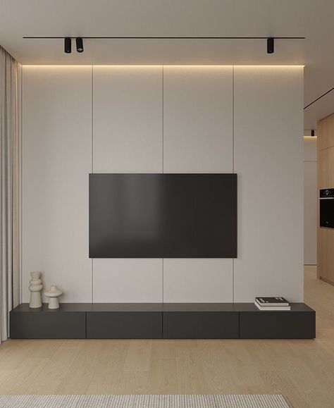 Minimal Tv Unit Design, Office Tv Room, Tv Wall Ideas, Platform Bed Designs, Wall Trends, Modern Tv Wall Units, Cladding Design, Tv Cabinet Design, Living Tv