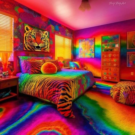 Room Ideas Japanese, 70s Show Aesthetic, That 70s Show Aesthetic, Vision 2023, Airbnb Ideas, Colorful Room Decor, Magical Decor, Rainbow House, 70s Show