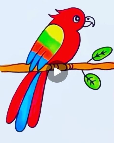 Birds Drawing Easy For Kids, Easy Bird Drawing, Draw A Parrot, Macaw Art, Parrot Drawing, Easy Bird, Bird Drawing, Macaw Parrot, Colorful Parrots