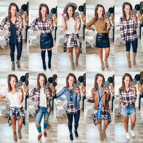 over 20 ways to style a flannel shirt — cerriously How To Make Flannels Look Cute, Ways To Style A Flannel, Style A Flannel Shirt, Flannel Shirt Outfit Women, How To Style A Flannel Shirt, How To Wear A Flannel Shirt, How To Style Flannel, Repurpose Fashion, How To Wear A Flannel