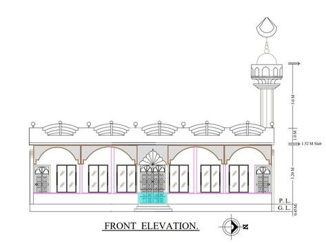 Beautiful small masjid design | Masjid Elevation Small Masjid Design, Masjid Design, Mosque Drawing, Goal Planning, Home Building, Front Elevation, Civil Engineering, Engineering, How To Plan