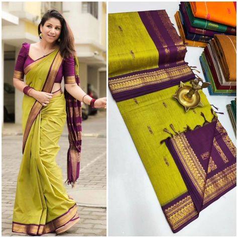 Mok002 💫💫 *Premium Quality Kalyani cotton saree/Lata Gadwal Paithani*💫💫 🍁 🍁Acrylic first quality 2/100 thread and 100% original Cotton sarees🍁🍁 🦚🦚 Grand jari pallu and contrast blouse 6.30 mtrs🦚🦚 🔥🔥 Very Soft and smooth cotton ,saree all over thread puttas🔥🔥 🔥🔥 *Price: Rs 1250/- +$🔥🔥 🍁🍁 *_Good quality and regular saree_* 🍁🍁 Gadwal Cotton Sarees, Saree Cotton, Cotton Sarees Online, Pattu Saree, Contrast Blouse, Cotton Sarees, Saree Styles, Cotton Saree, Saree Blouse