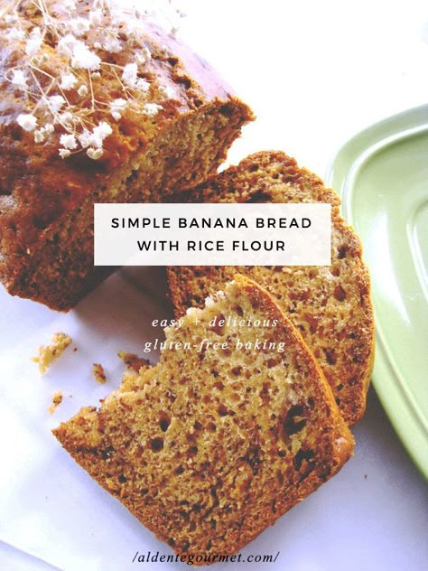 Rice Flour Banana Bread, Bread With Rice Flour, Brown Rice Flour Recipes, Sweet Rice Flour Recipe, Rice Flour Recipe, Low Calorie Banana, Low Calorie Banana Bread, Banana Bread Easy, Banana Bread Gluten Free