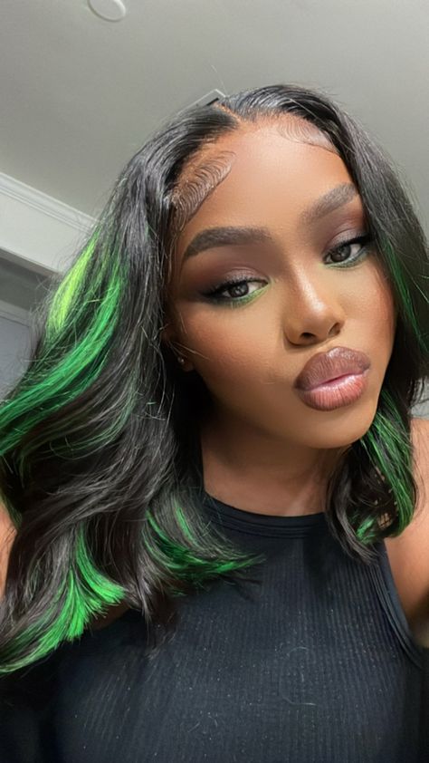 Black And Green Hair, Birthday Hairstyles, Turquoise Hair, Dyed Hair Inspiration, Wig Ideas, Quick Weave Hairstyles, Sew Ins, Hairstyle Gallery, Colored Wigs