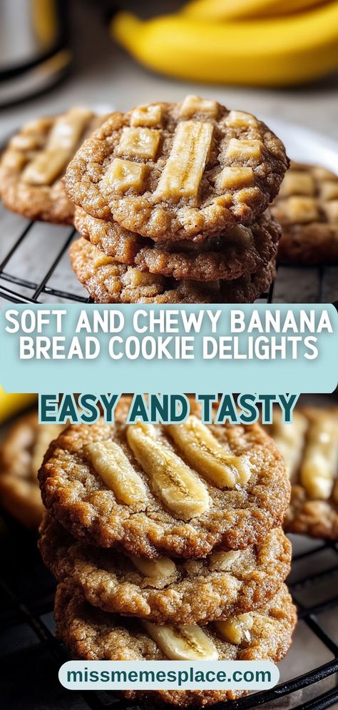 Indulge in the soft and chewy goodness of these Banana Bread Cookies! This recipe transforms traditional banana bread into delightful cookies that are easy to make and even easier to enjoy. The blend of ripe bananas, brown sugar, and optional mix-ins like chocolate chips or nuts creates a flavor explosion in every bite. Whether you’re sharing them at a gathering or enjoying them solo, these cookies are sure to impress. Get ready to savor the sweet, comforting taste of homemade banana treats! Bread Banana Recipes, Banana Baked Goods Recipes, Banana Butterscotch Cookies, What To Make With 2 Ripe Bananas, Easy Banana Recipes 2 Ingredients, Banana Cookies 3 Ingredient, Banana Baking Recipes, Healthy Homemade Snacks For Kids, Recipes With Ripe Bananas