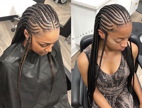 Braid Down The Middle, Braids With Shaved Sides, Dutch Braid Hairstyles, Brown Ombre Hair, Single Braid, Feed In Braids Hairstyles, Single Braids, African Hair Braiding Styles, Double Braid