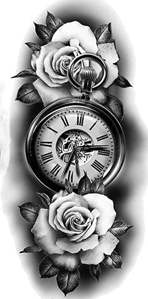 225 Clock Tattoos Ideas and Designs (2023) - TattoosBoyGirl Clock Face Tattoo, Clock And Rose Tattoo, Clock Tattoos, Watch Tattoo Design, Atlas Tattoo, Rose Clock, Watch Tattoo, Clock Tattoo Design, Tattoo Rose