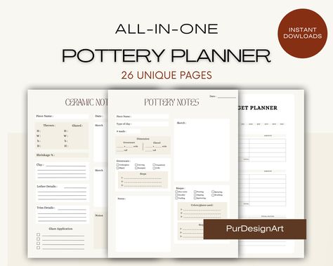 Pottery Notes, Ceramic Journal Bundle, Potterie Planner Log Template, Printable PDF Gift, Tools For Potter, Handbuilding Clay Template by PurDesignArt on Etsy Pottery Journal, Notes Digital, Wheel Throwing, Notes Planner, Planner Bundle, Pottery Making, Pottery Ideas, Planner Bullet Journal, Be Kind To Yourself