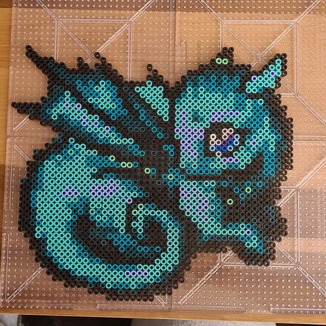 Peacock Perler Beads, Dnd Perler Beads, Dragon Perler Bead Patterns, Dragon Perler Beads, Melt Beads Patterns, Easy Perler Beads, Bead Templates, Perler Creations, Easy Perler Beads Ideas