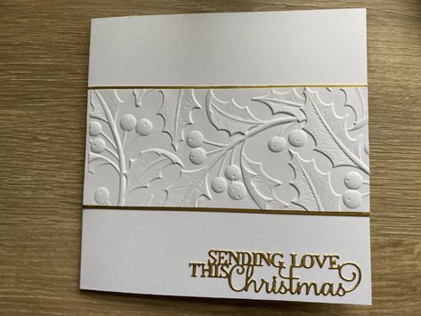 Clean And Simple Christmas Cards Handmade, White On White Cards Handmade, White Christmas Cards Ideas, Christmas Embossing Folders, Stampin Up White Christmas Cards, White On White Christmas Cards, Handmade Christmas Cards Using Dies, Homemade Christmas Cards Cardmaking, White Christmas Cards