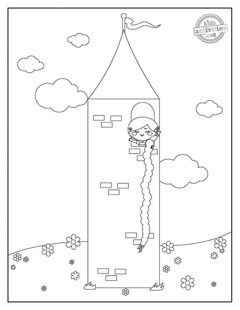 Printable Rapunzel Coloring Pages For Kids | Kids Activities Blog Rapunzel Preschool Activities, Fairy Tales Preschool Activities, Rapunzel Coloring, Coloring Pages Fairy, Rapunzel Coloring Pages, Name Activities Preschool, Fairy Tales Preschool, August Crafts, Fairy Tale Crafts