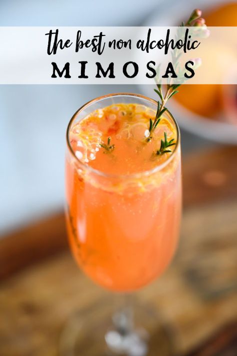 The Mocktail that ACTUALLY tastes like the cocktail! That's why it's the best. Blood oranges for the flavor and non alcoholic sparkling wine for the fizz. Read on for tips on how to make this Mimosa amazing! Mock Mimosa Recipe, Brunch Drinks Alcoholic, Non Alcoholic Mimosa, Non Alcoholic Champagne, Best Non Alcoholic Drinks, Mimosa Recipe, Trim Healthy Mama Recipes, Brunch Drinks, Sparkling Drinks