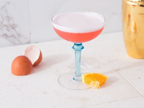 A bright, crisp gin cocktail given depth by Campari and orange bitters and smoothed out with egg white. Orange Simple Syrup, Best Gin Cocktails, Gin Sour, Orange Bitters, Best Gin, Sour Foods, Gin Cocktail Recipes, Gin Drinks, White Cocktails