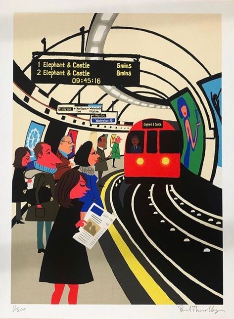 Underground Illustration, Train Illustration, London Illustration, Elephant And Castle, Train Posters, London Tube, Transportation Poster, Underground Art, London Poster