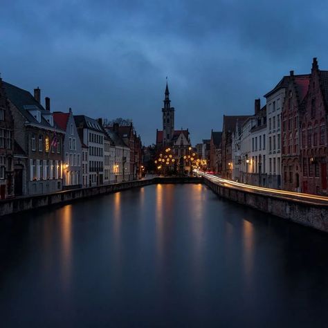 Bruges and its canal with magical colors at sunrise. Belgium 🇧🇪💙 Credit: @rafaelmiv Bruges Belgium, Belgium