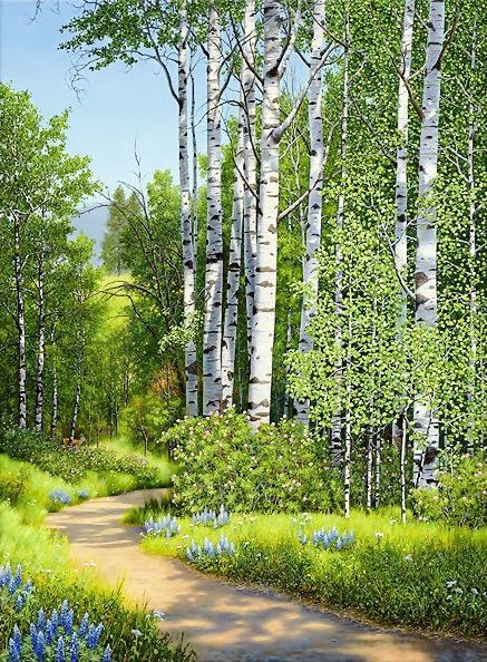 Birch Trees Painting, Natures Path, Birch Tree Art, Aspen Trees, Birch Trees, Beautiful Places Nature, Birch Tree, Beautiful Tree, Paintings & Prints