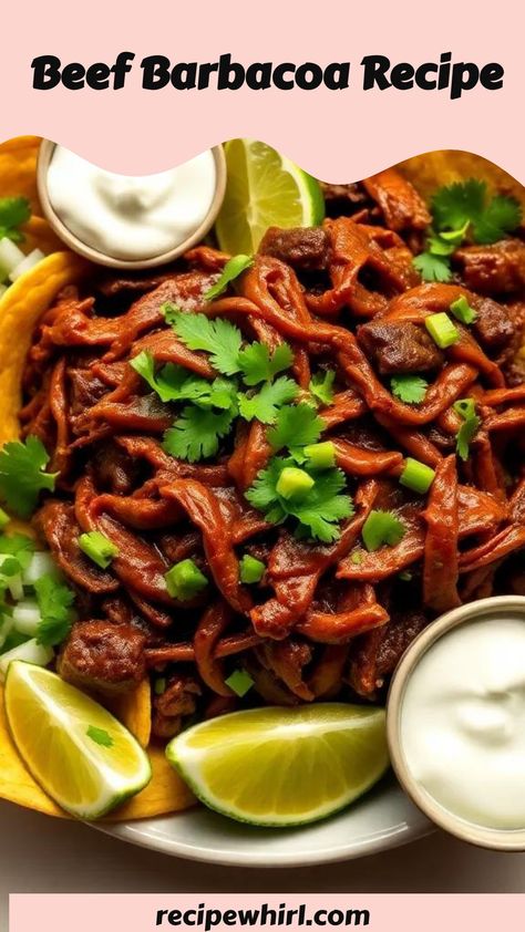 Enjoy tender Beef Barbacoa infused with chipotle and spices! This slow-cooked delight is perfect for tacos, burritos, and more—flavorful and fun! Barbacoa Crock Pot, Crock Pot Mexican, Chicken Kiev Recipe, Beef Barbacoa, Barbacoa Recipe, Vegan Main Course, Barbacoa Beef, Tacos Burritos, Special Occasion Food