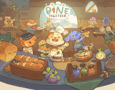 Unpacking Game, Dine Together, Aesthetic Games, Restaurant Game, Idle Game, Cozy Games, Cat Game, Town Ideas, Games Ideas