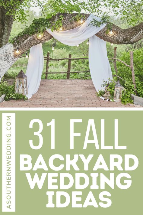 Plan a fabulous fall backyard wedding with these 31 amazing ideas! From fall wedding ceremony decor to table decoration ideas at your fall wedding reception, there are so many great ideas for your special day. #fallwedding #backyardwedding #backyardweddingideas #fallbackyardwedding #fallweddinginspiration #novemberwedding #octoberwedding #outdoorfallwedding #autumnwedding #autumnweddingideas #fallweddingdecor #fallweddingreceptiondecor #fallweddingtabledecor #backyardweddingdecor Outdoor Fall Ceremony Decorations, Fall Park Wedding Ideas, Backyard Country Wedding Ideas, Fall Backyard Wedding Ideas On A Budget, Morning Wedding Reception, Small Fall Wedding Ideas, Fall Backyard Wedding Ideas, Simple Fall Wedding Decor, August Wedding Ideas