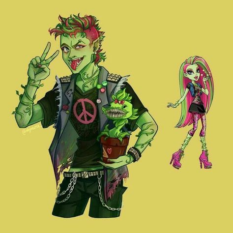 Venus Mcflytrap Fanart, Monster High Genderbend, Punk Guy, Monster High Boys, Venus Mcflytrap, Arte Monster High, Monster Boy, Monster Prom, Moster High