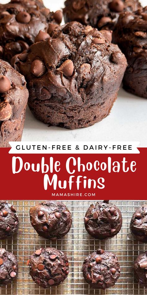 Oat Flour Muffins, Gluten Free Chocolate Muffins, Double Chocolate Chip Muffins, Chocolate Chip Muffin Recipe, Chocolate Muffin Recipe, Double Chocolate Muffins, Gluten Free Chocolate Chip, Gluten Free Muffins, Chocolate Chip Muffins