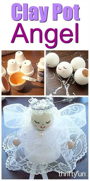 This guide is about making clay pot angels. Terra cotta clay flower pots are a great starting place for many crafts. Christmas Clay Pot People, Clay Pot Crafts Garden, Clay Pot Angels, Terracotta Pots Crafts, Angels Crafts, Terra Cotta Pot Crafts Diy, Terra Cotta Clay, Christmas Angel Crafts, Clay Pot Projects