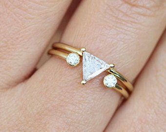 Modern Wedding Rings Sets, Cluster Engagement Ring Vintage, Trillion Diamond Ring, Triangle Diamond Ring, Open Diamond Ring, Trillion Ring, Open Wedding Band, Diamond Cuff Ring, Trillion Diamonds