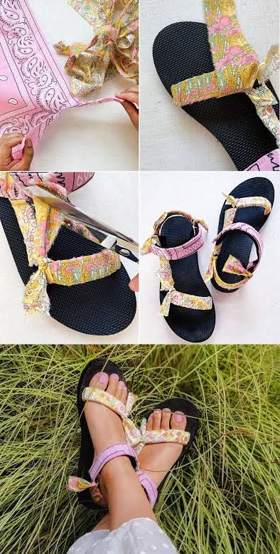 Diy Sandals Refashion, Teva Sandals Outfit, Teva Sandal, Mode Ulzzang, Fabric Sandals, Diy Sandals, Teva Sandals, Diy Tops, Sporty Sandal