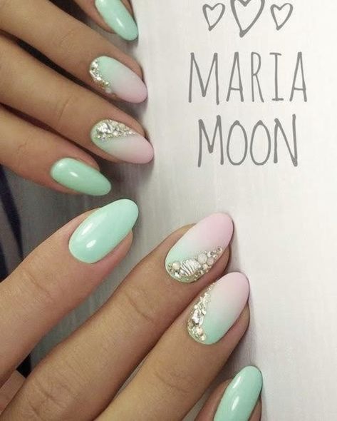 Aesthetic Nails Green, Mint Green Nails, Mint Nails, 20 Aesthetic, Unghie Nail Art, Green Nail Art, Green Nail Designs, Nails Green, Aesthetic Nails